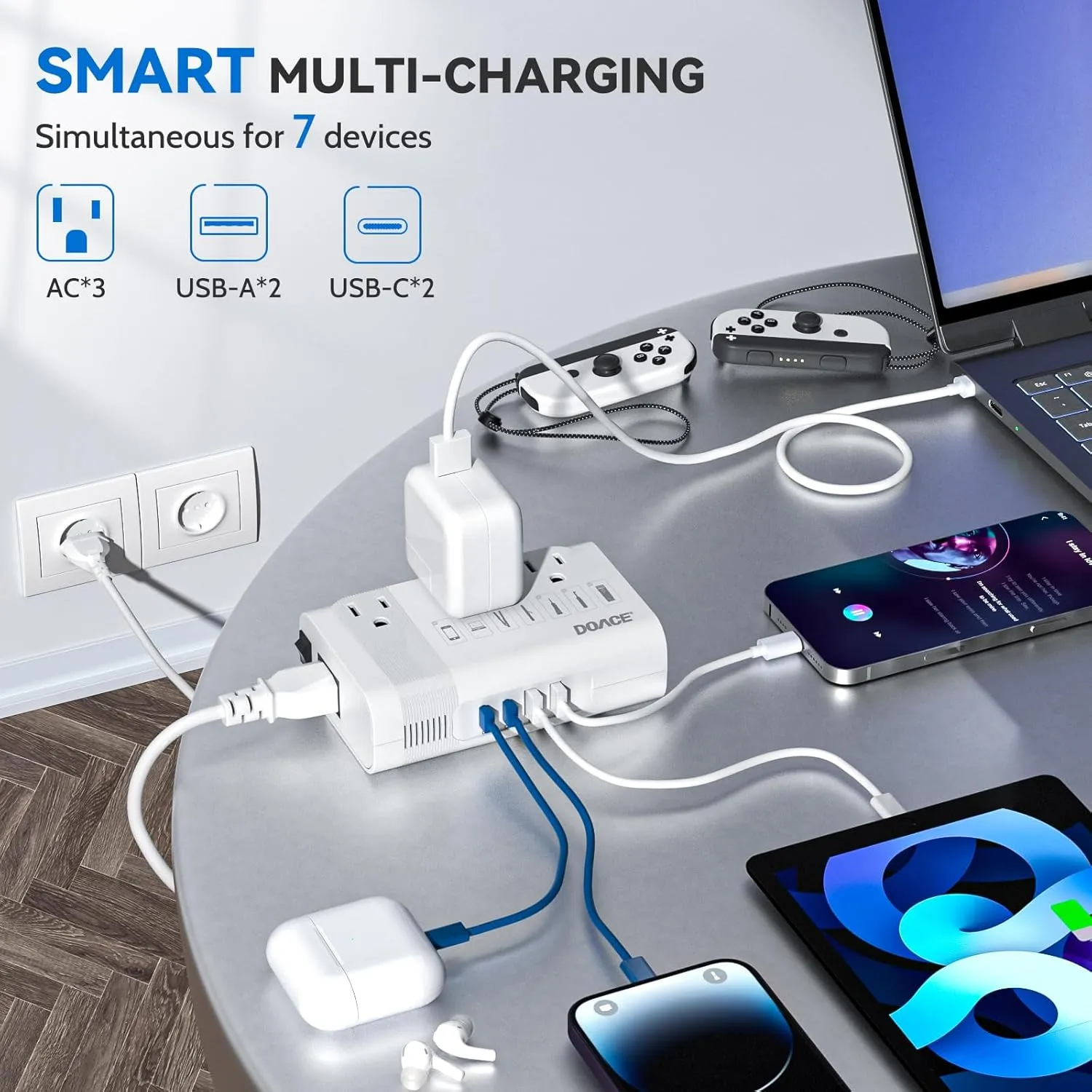 DOACE 220v to 110v Voltage Converter US to Europe: 350W 220 to 110 Voltage Converter for European Travel - International Power Adapter Plug Combo Step Down Transformer White