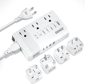 DOACE 220v to 110v Voltage Converter US to Europe: 350W 220 to 110 Voltage Converter for European Travel - International Power Adapter Plug Combo Step Down Transformer White