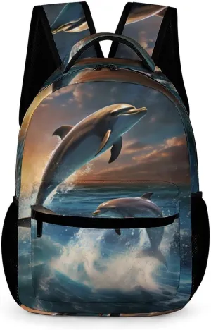 Dolphins Jump Travel Laptop Backpack Durable Computer Bag Daypack for Men Women