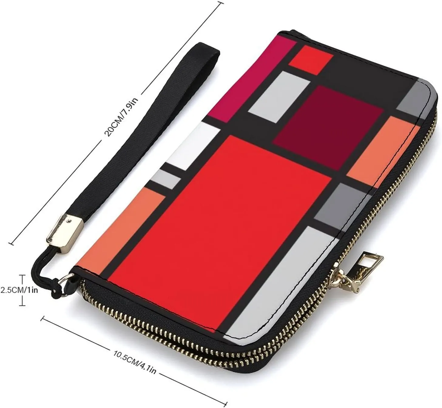 Donnapink Long Clutch Wallet, Long Handbag with Wristlet Strap, PU Leather Zip Purse