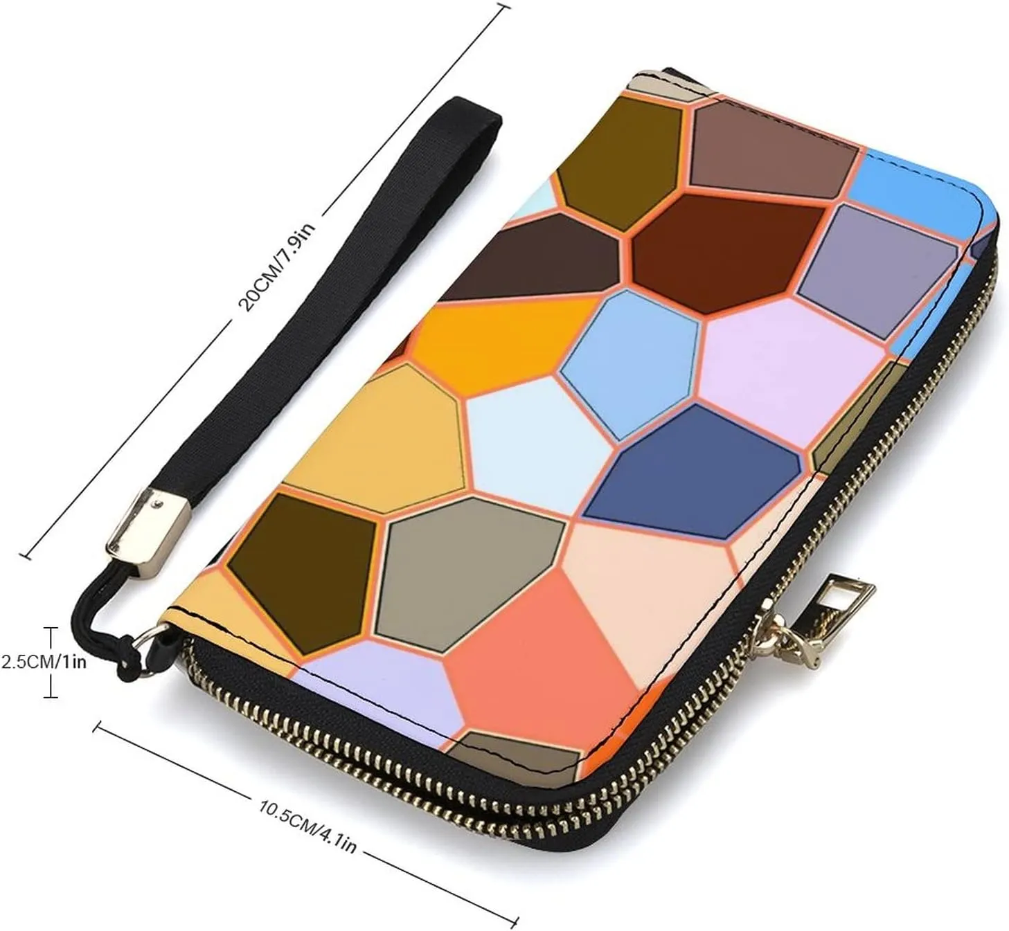 Donnapink Long Clutch Wallet, Long Handbag with Wristlet Strap, PU Leather Zip Purse
