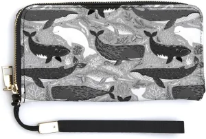 Donnapink Long Clutch Wallet, Long Handbag with Wristlet Strap, PU Leather Zip Purse
