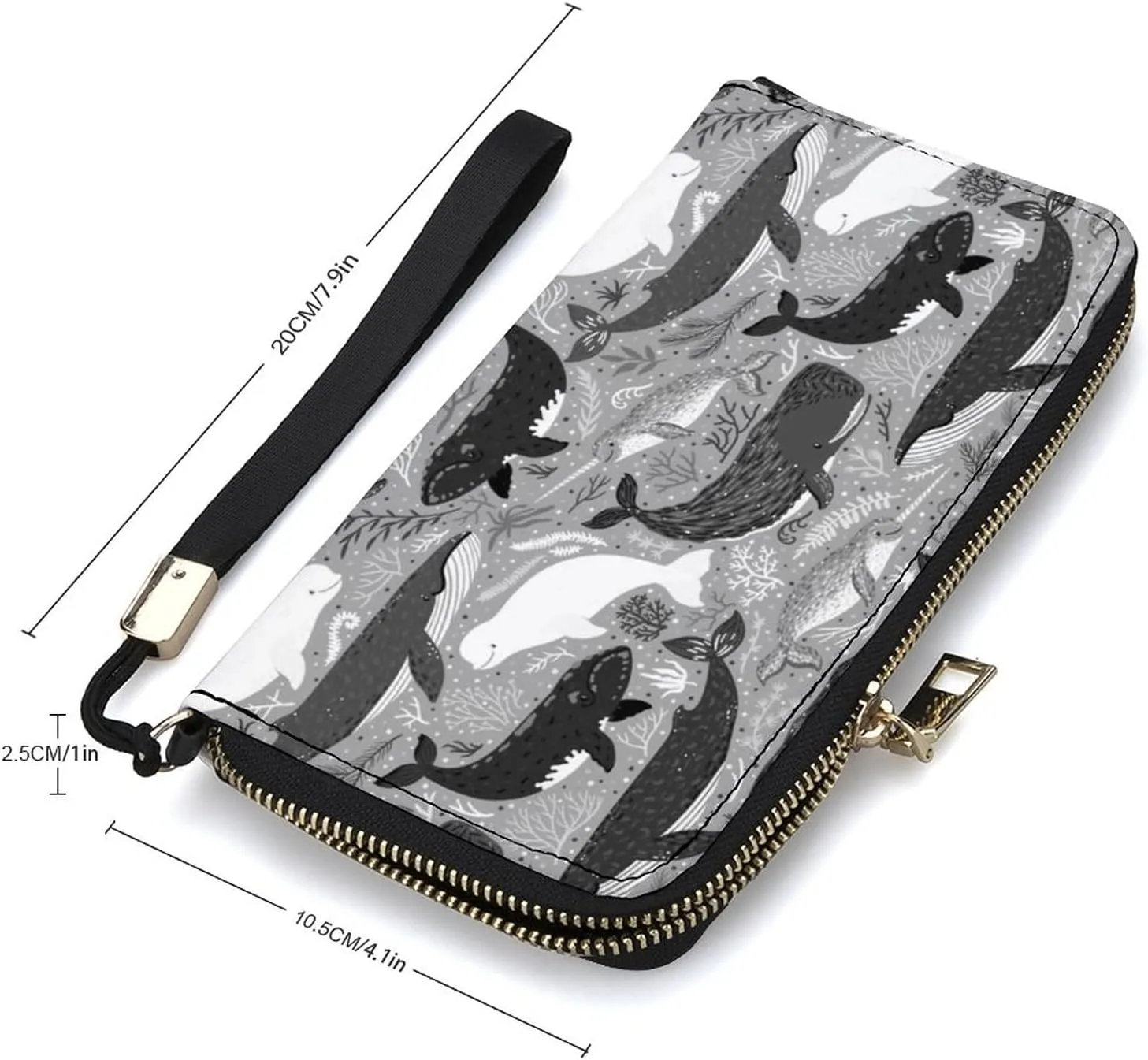 Donnapink Long Clutch Wallet, Long Handbag with Wristlet Strap, PU Leather Zip Purse