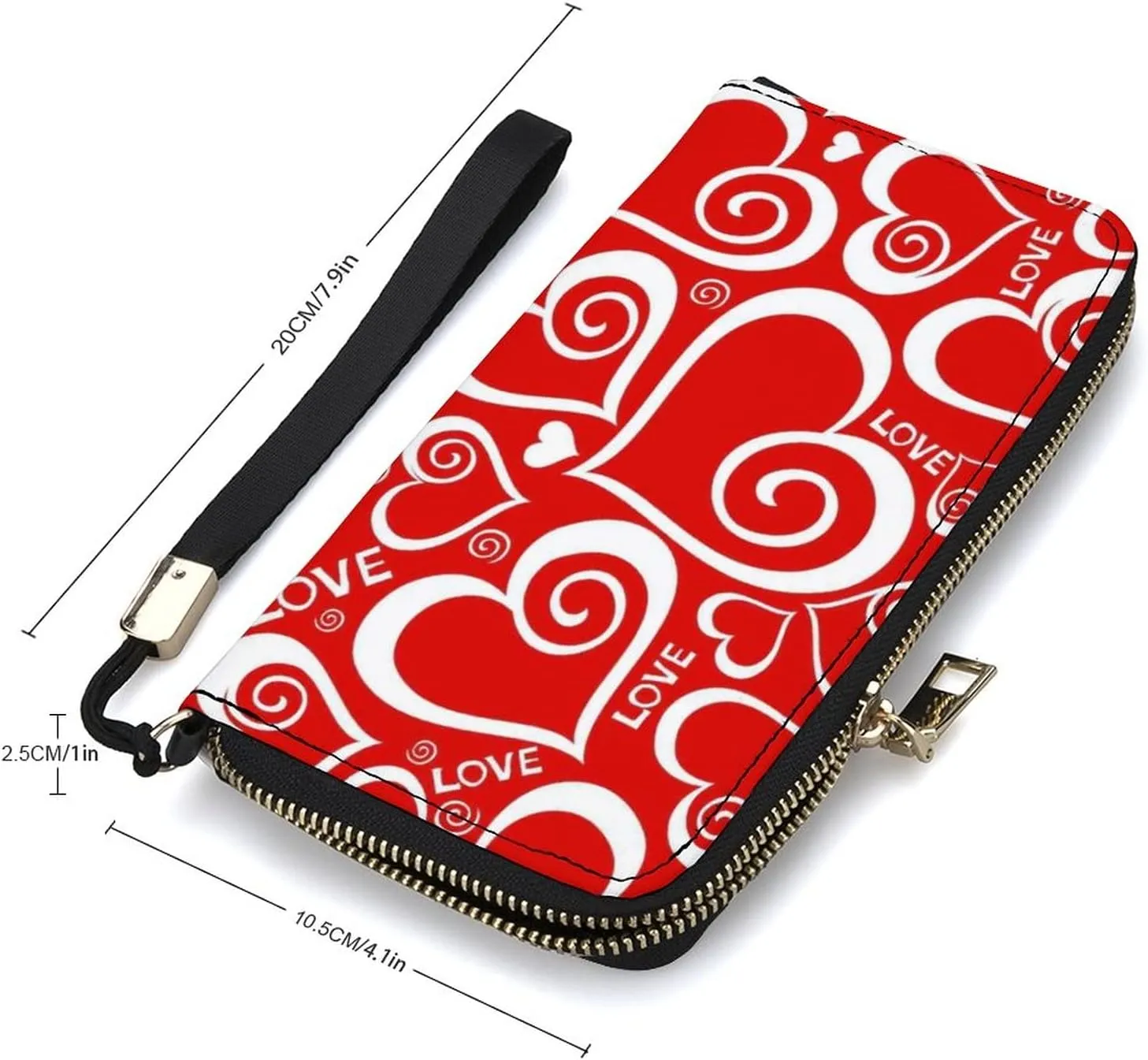 Donnapink Long Clutch Wallet, Long Handbag with Wristlet Strap, PU Leather Zip Purse