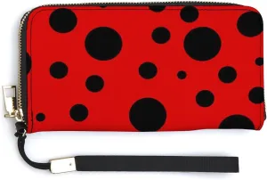 Donnapink Long Clutch Wallet, Long Handbag with Wristlet Strap, PU Leather Zip Purse