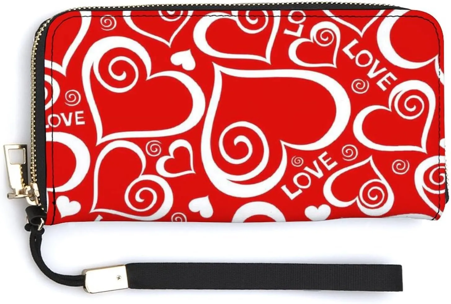 Donnapink Long Clutch Wallet, Long Handbag with Wristlet Strap, PU Leather Zip Purse
