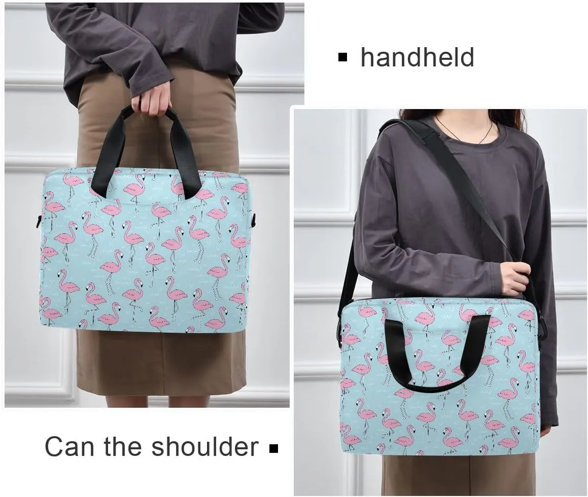 Doodle Flamingo Blue 15.6 Inch Laptop Bag Computer Briefcase Office Travel Business