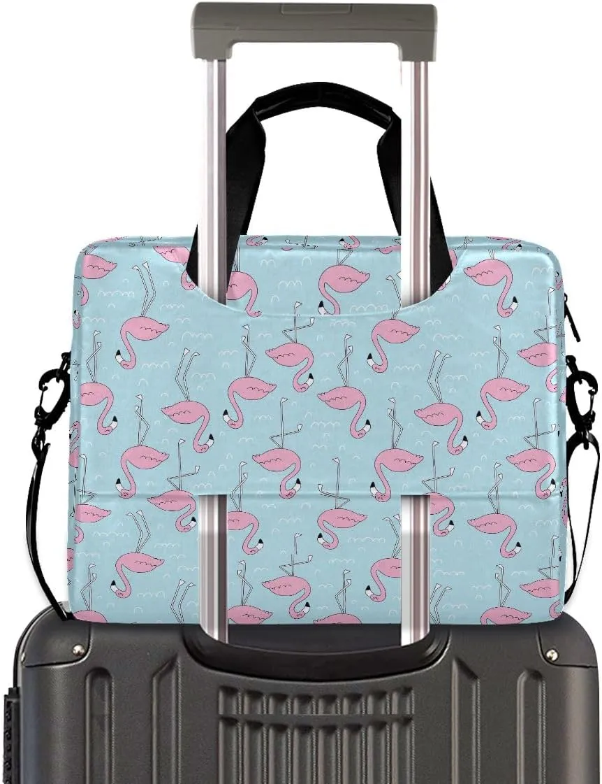 Doodle Flamingo Blue 15.6 Inch Laptop Bag Computer Briefcase Office Travel Business