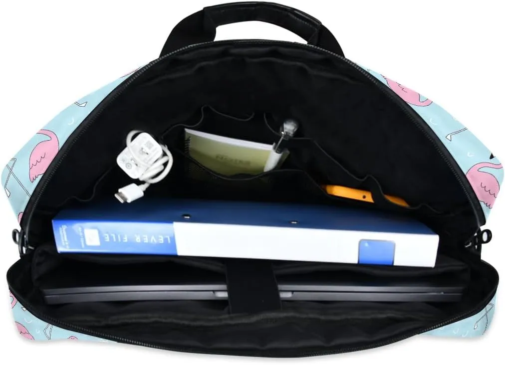 Doodle Flamingo Blue 15.6 Inch Laptop Bag Computer Briefcase Office Travel Business