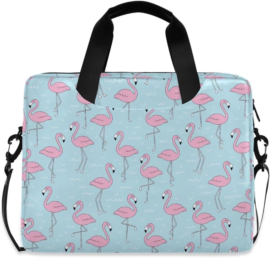 Doodle Flamingo Blue 15.6 Inch Laptop Bag Computer Briefcase Office Travel Business