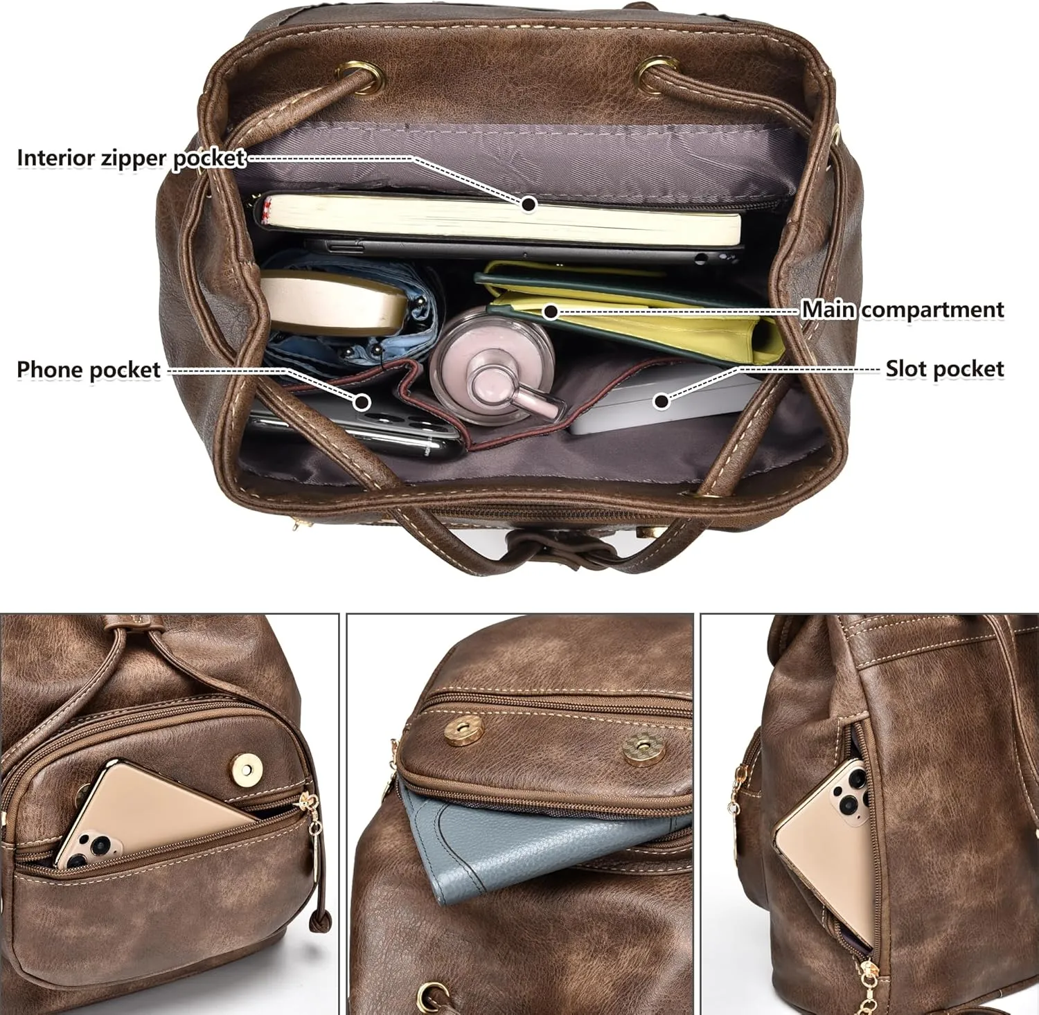 Dora & Liz Mini Backpack Purse for Women Leather Fashion Cute Small Backpacks Lightweight Travel Ladies Shoulder Bags