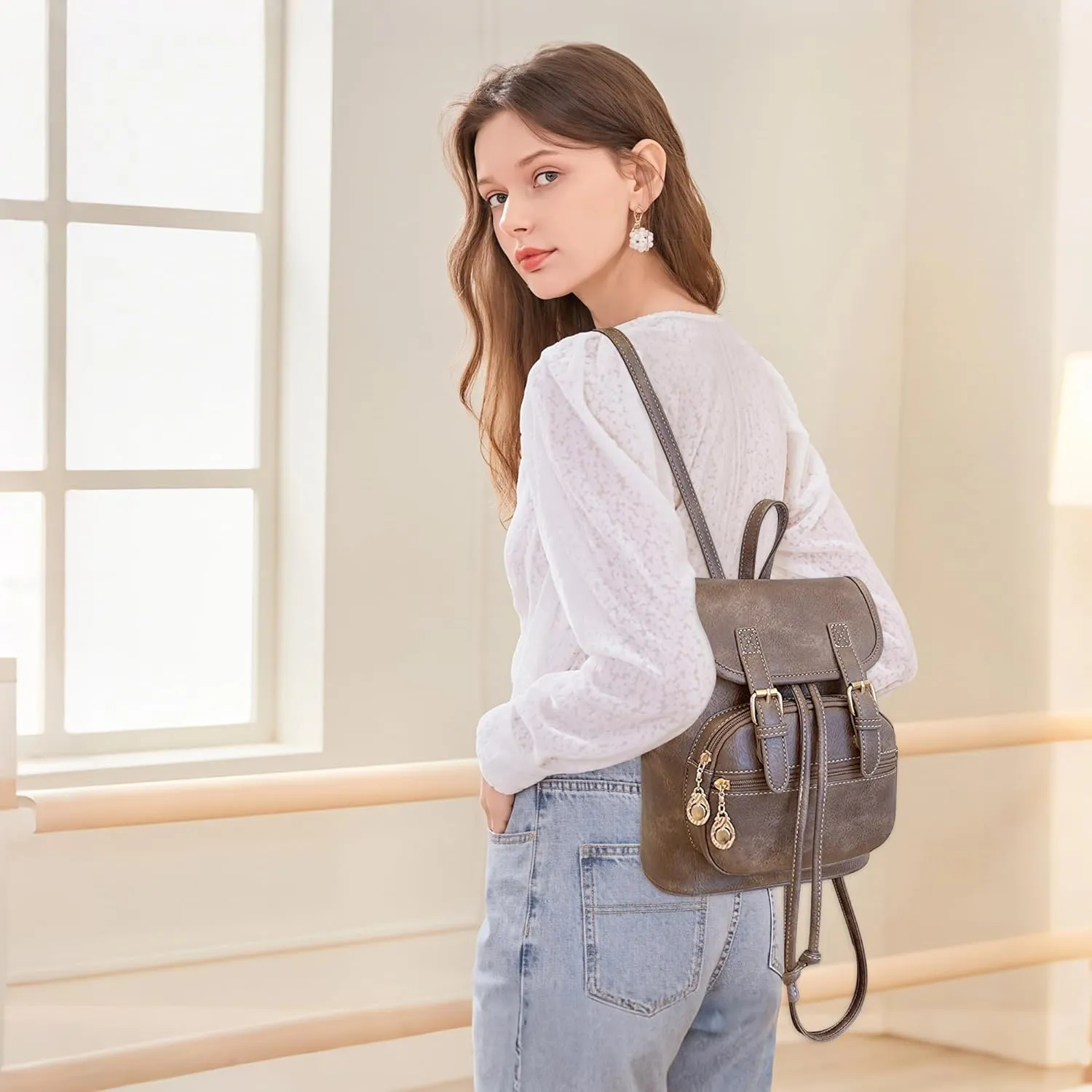 Dora & Liz Mini Backpack Purse for Women Leather Fashion Cute Small Backpacks Lightweight Travel Ladies Shoulder Bags