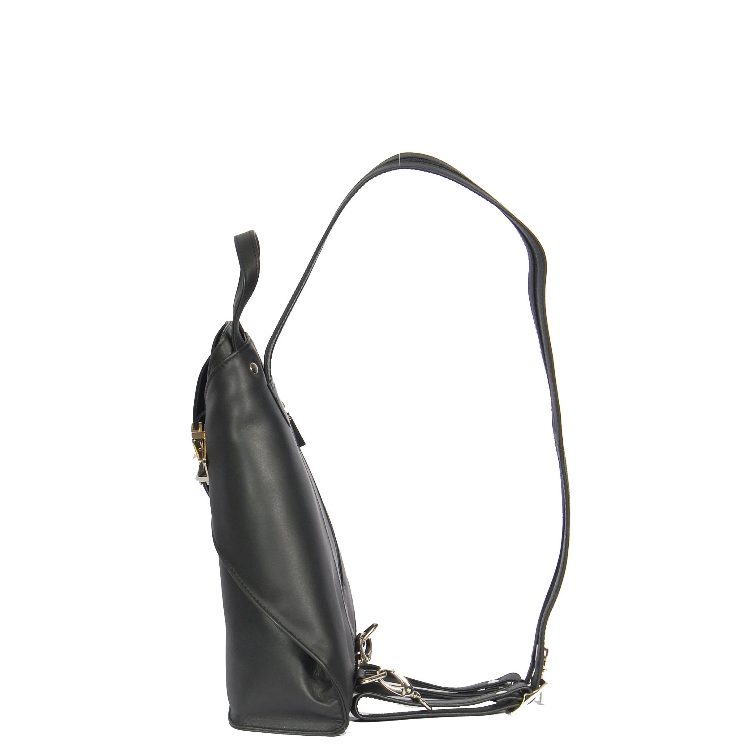 DR381 Small Travel Leather Backpack Black