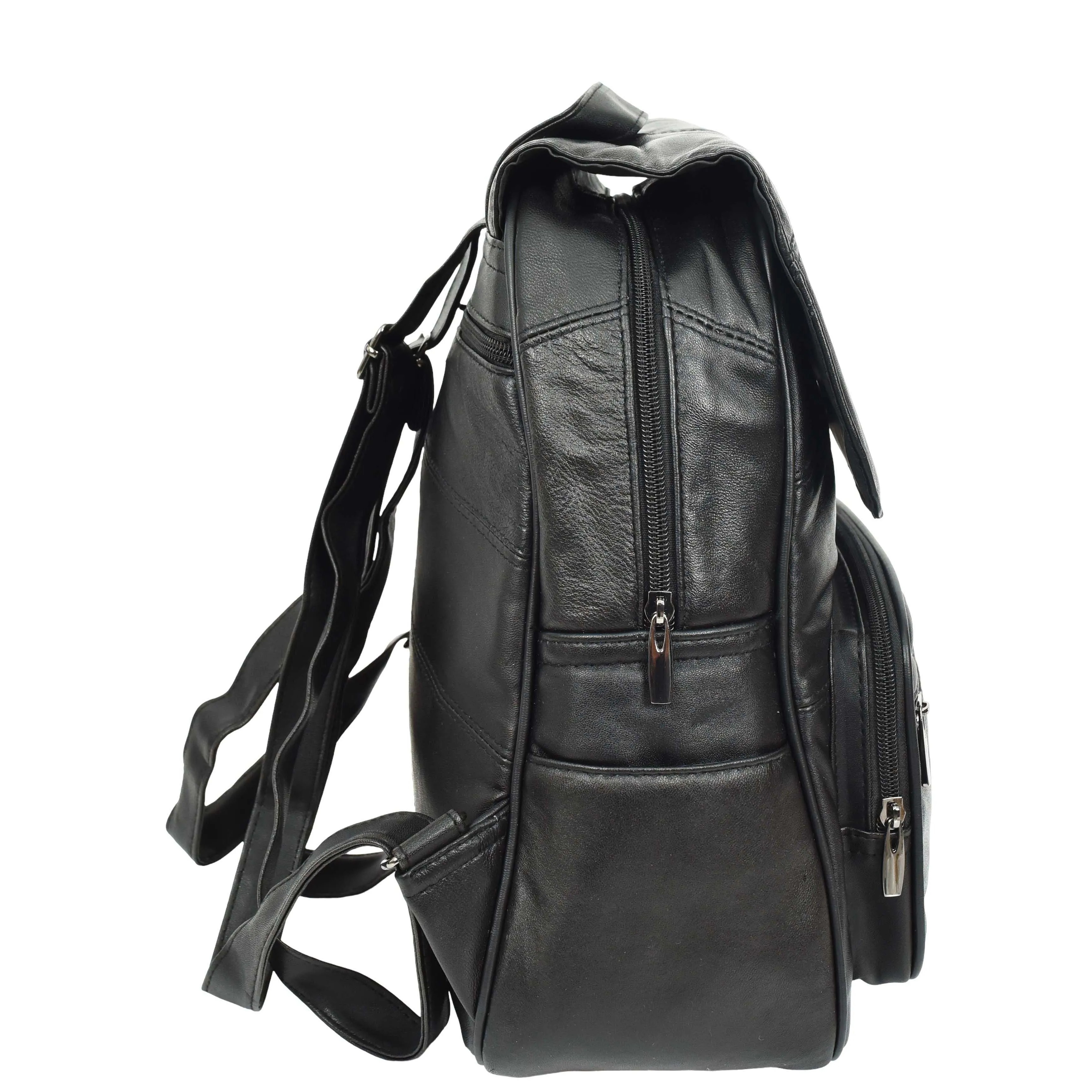 DR671 Women's Organiser Bag Genuine Leather Backpack Black