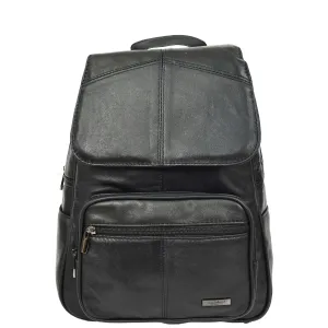DR671 Women's Organiser Bag Genuine Leather Backpack Black