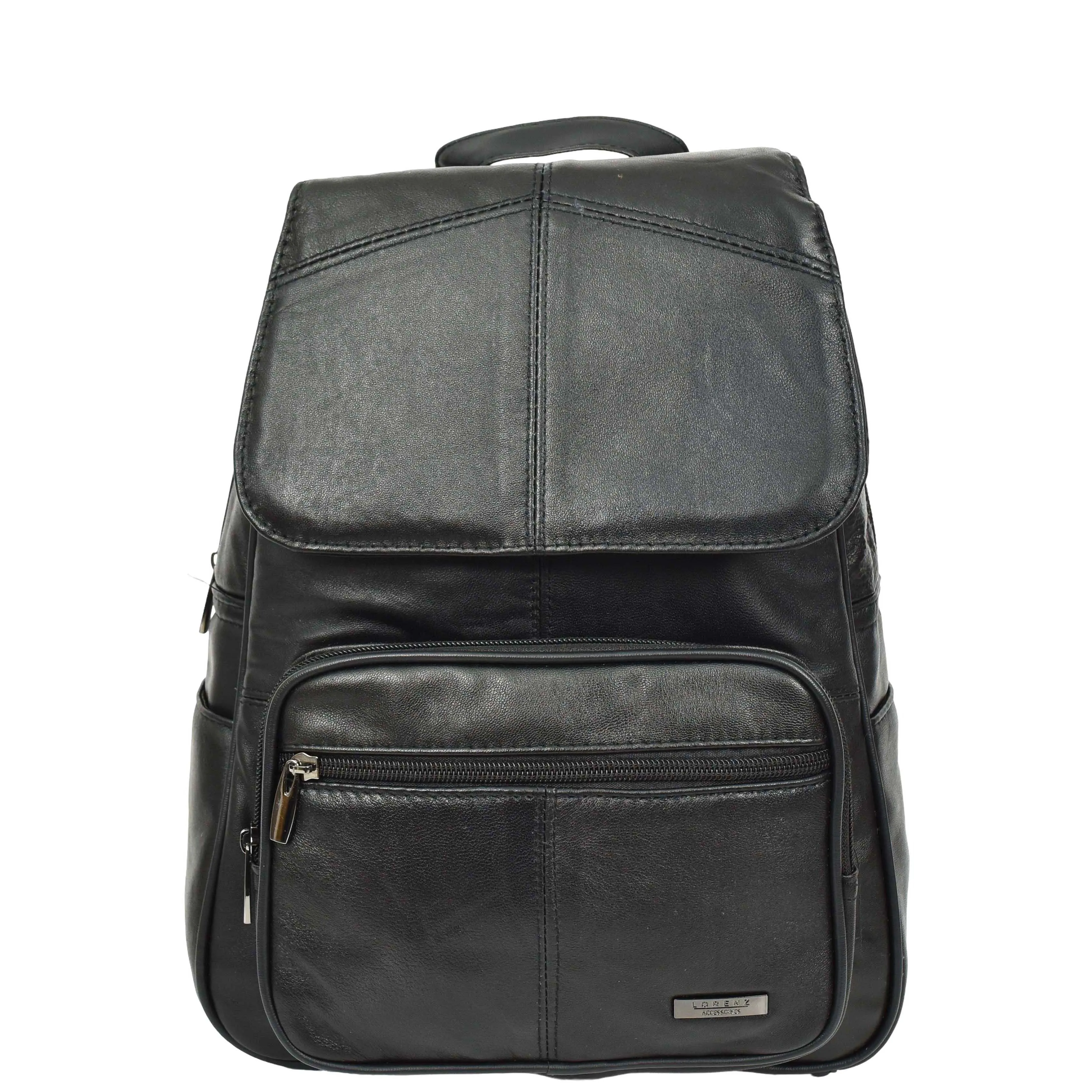 DR671 Women's Organiser Bag Genuine Leather Backpack Black