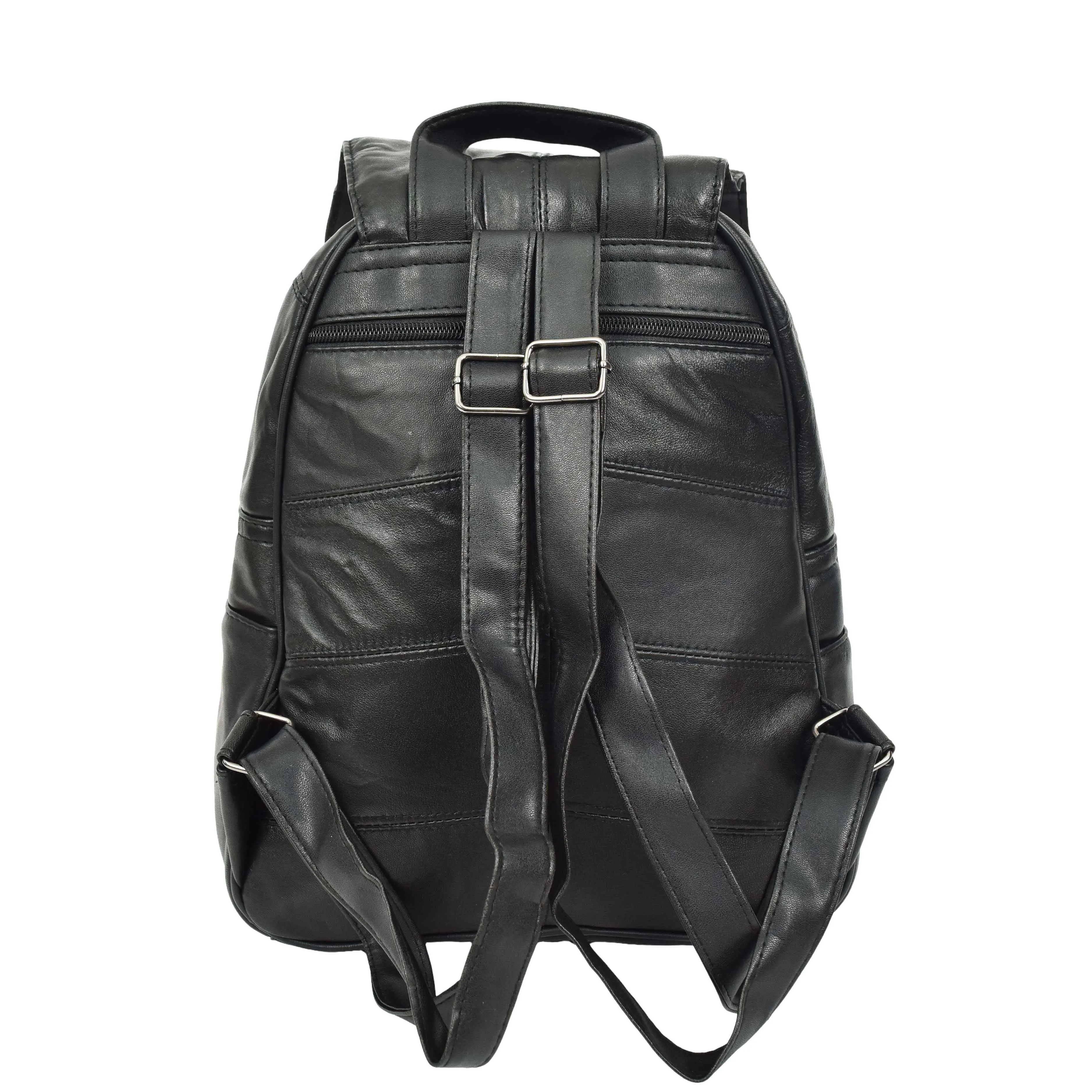 DR671 Women's Organiser Bag Genuine Leather Backpack Black