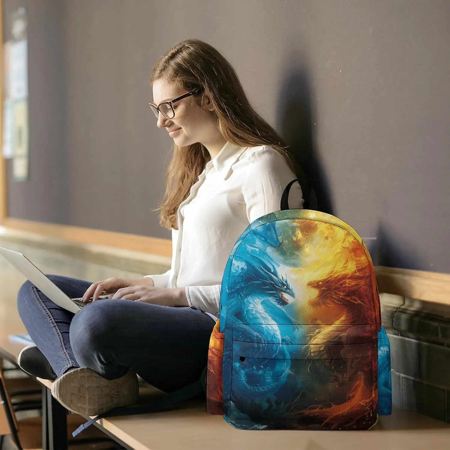 Dragon Backpack Cool Toddler Backpacks for Boys Kids 16.5 Inch Cartoon Dragon SchoolBag for Travel