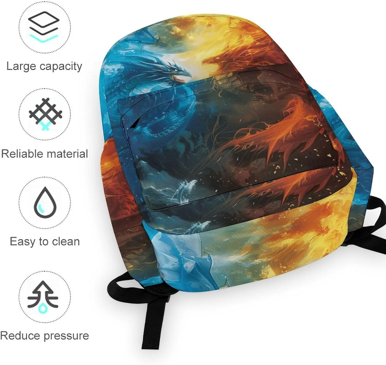 Dragon Backpack Cool Toddler Backpacks for Boys Kids 16.5 Inch Cartoon Dragon SchoolBag for Travel