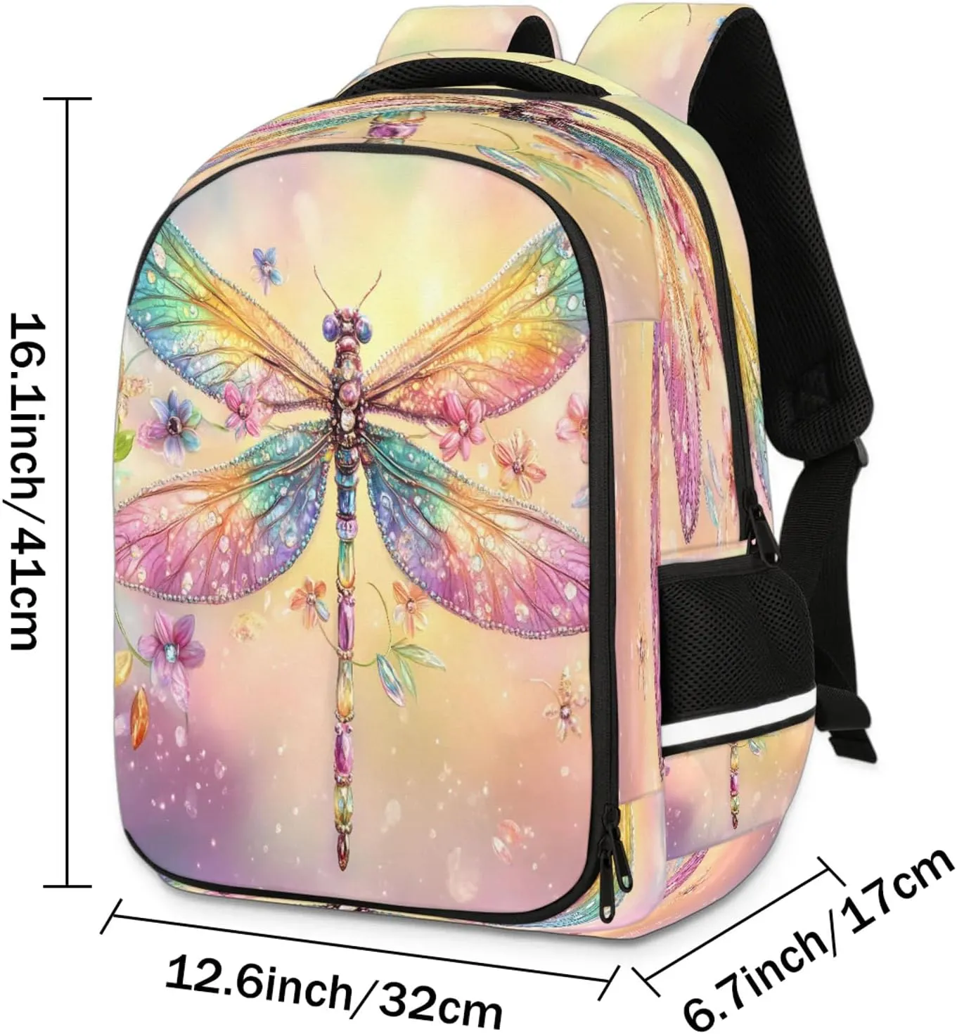 Dragonfly Travel Backpack Colorful Animal Waterproof Laptop Shoulder Bag with Adjustable Strap Casual Hiking Gym Travel Daypack