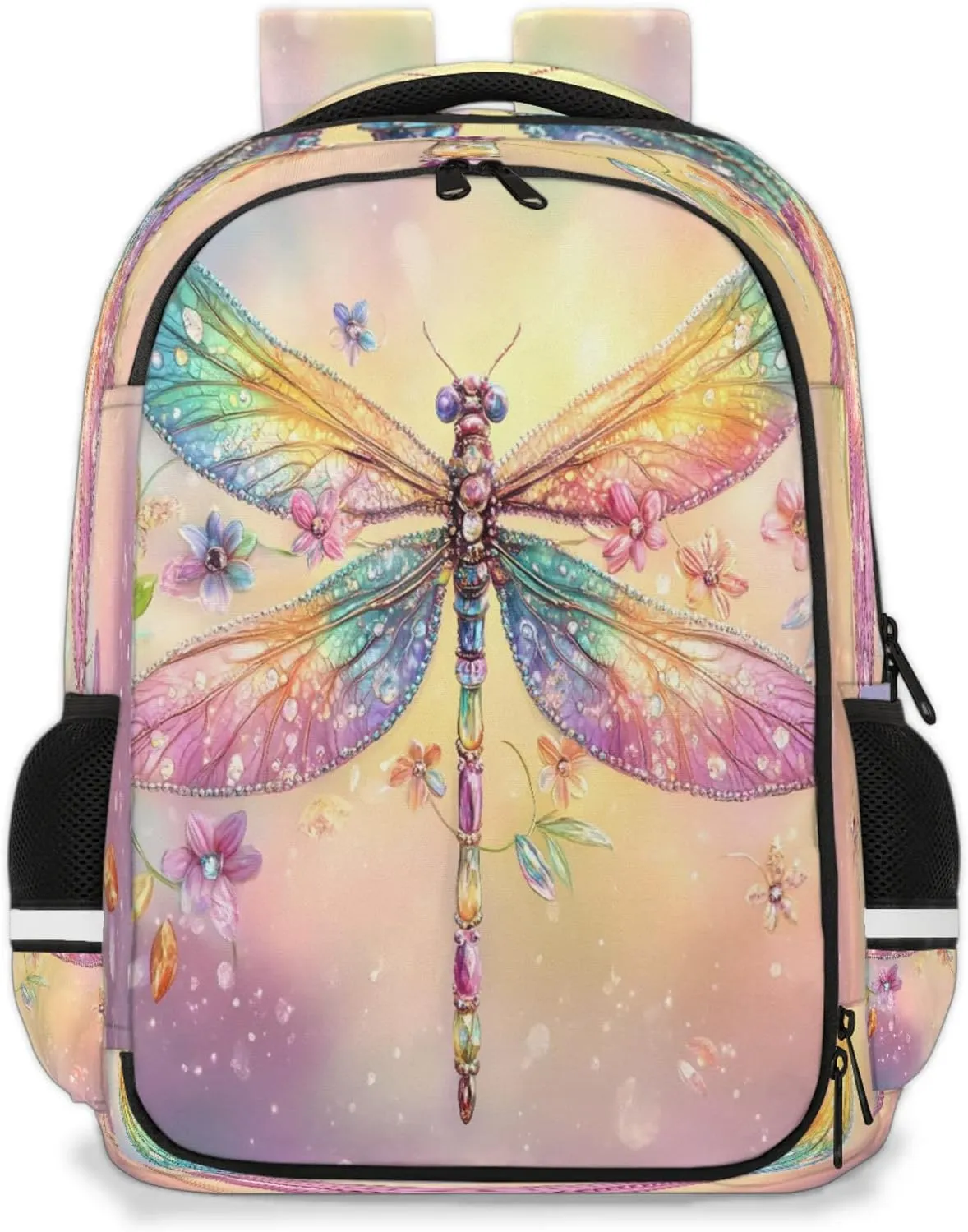 Dragonfly Travel Backpack Colorful Animal Waterproof Laptop Shoulder Bag with Adjustable Strap Casual Hiking Gym Travel Daypack