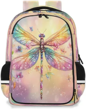 Dragonfly Travel Backpack Colorful Animal Waterproof Laptop Shoulder Bag with Adjustable Strap Casual Hiking Gym Travel Daypack