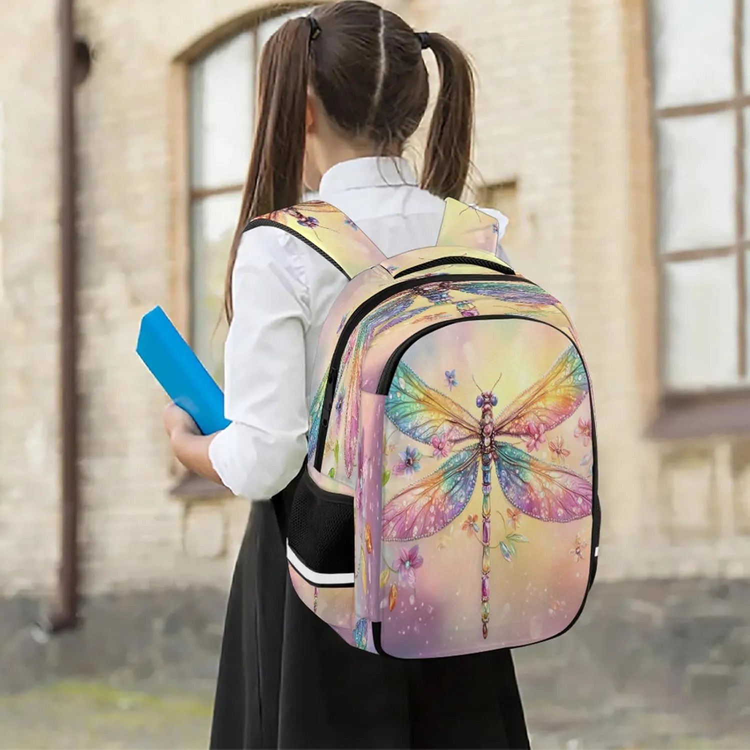 Dragonfly Travel Backpack Colorful Animal Waterproof Laptop Shoulder Bag with Adjustable Strap Casual Hiking Gym Travel Daypack