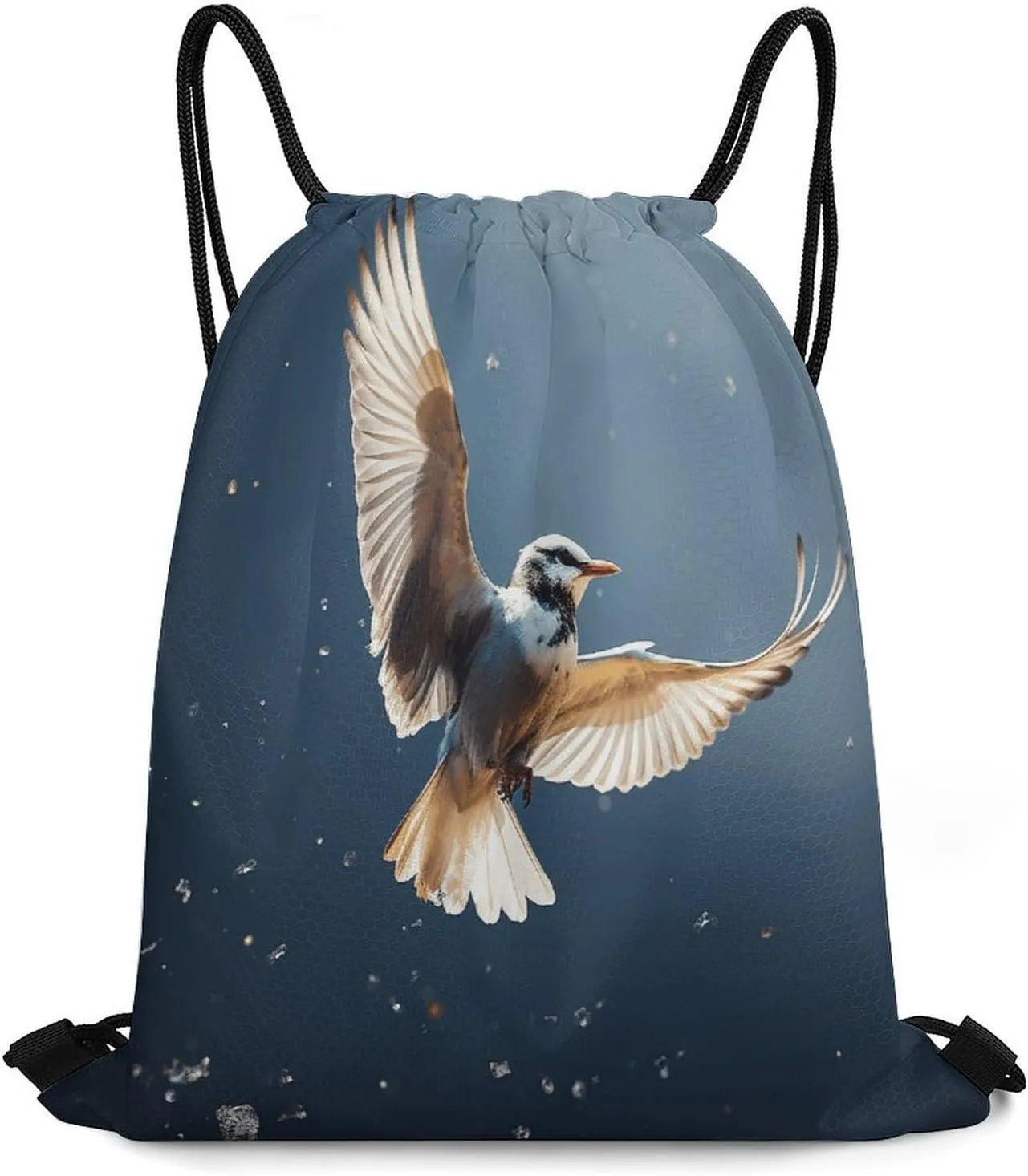 Drawstring Backpack Bag,Bird Migration Print Drawstring Backpacks,Sports Gym Backpack with Mesh Pocket String Bag for Women Men