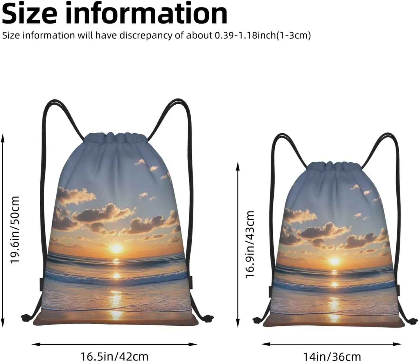 Drawstring Backpack Beach Sunrise Sports Gym Bag String Bag Drawstring Bags for Yoga Travel