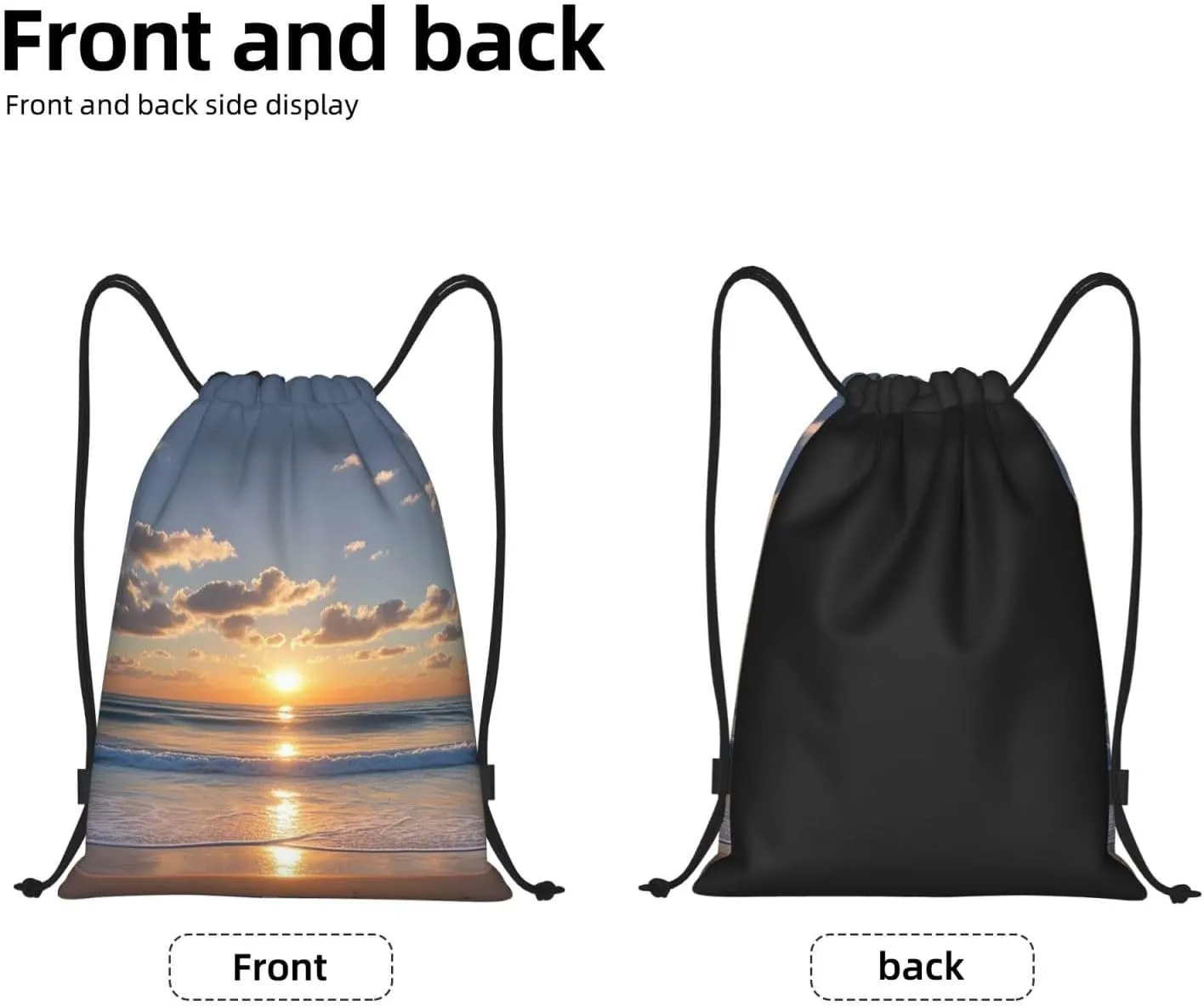 Drawstring Backpack Beach Sunrise Sports Gym Bag String Bag Drawstring Bags for Yoga Travel