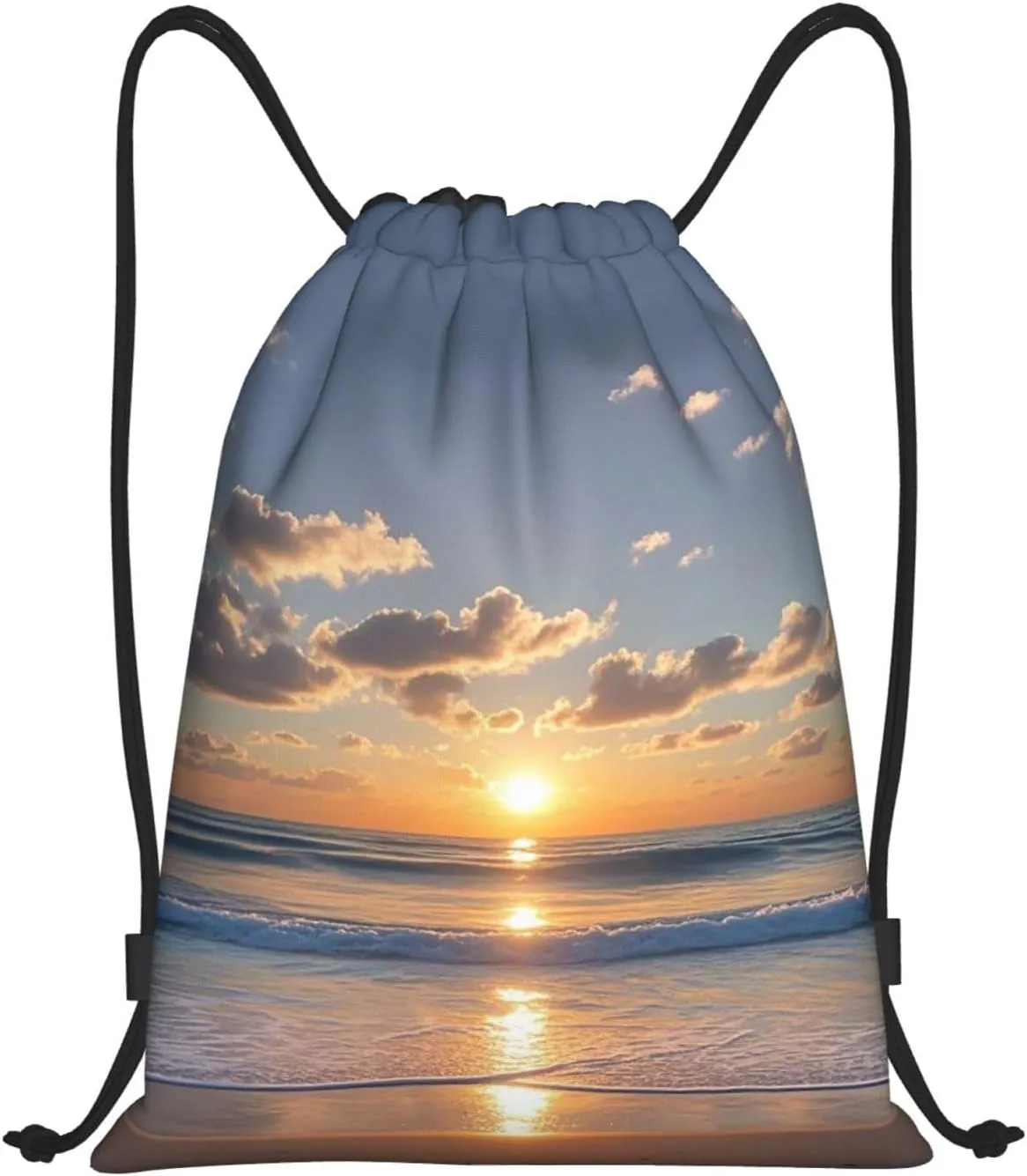 Drawstring Backpack Beach Sunrise Sports Gym Bag String Bag Drawstring Bags for Yoga Travel