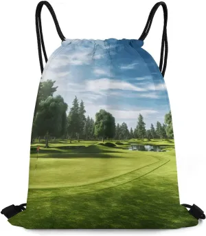 Drawstring Bag,Golf Course Lawn Drawstring Backpack,travel Drawstring Backpack,sport Gym Backpack,sports Backpack, 35*42cm