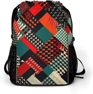 Drawstring Gym Bag,Diagonal Geometric Pattern Print Drawstring Backpack,Sports Gym Backpack with Mesh Pocket String Bag for Women Men