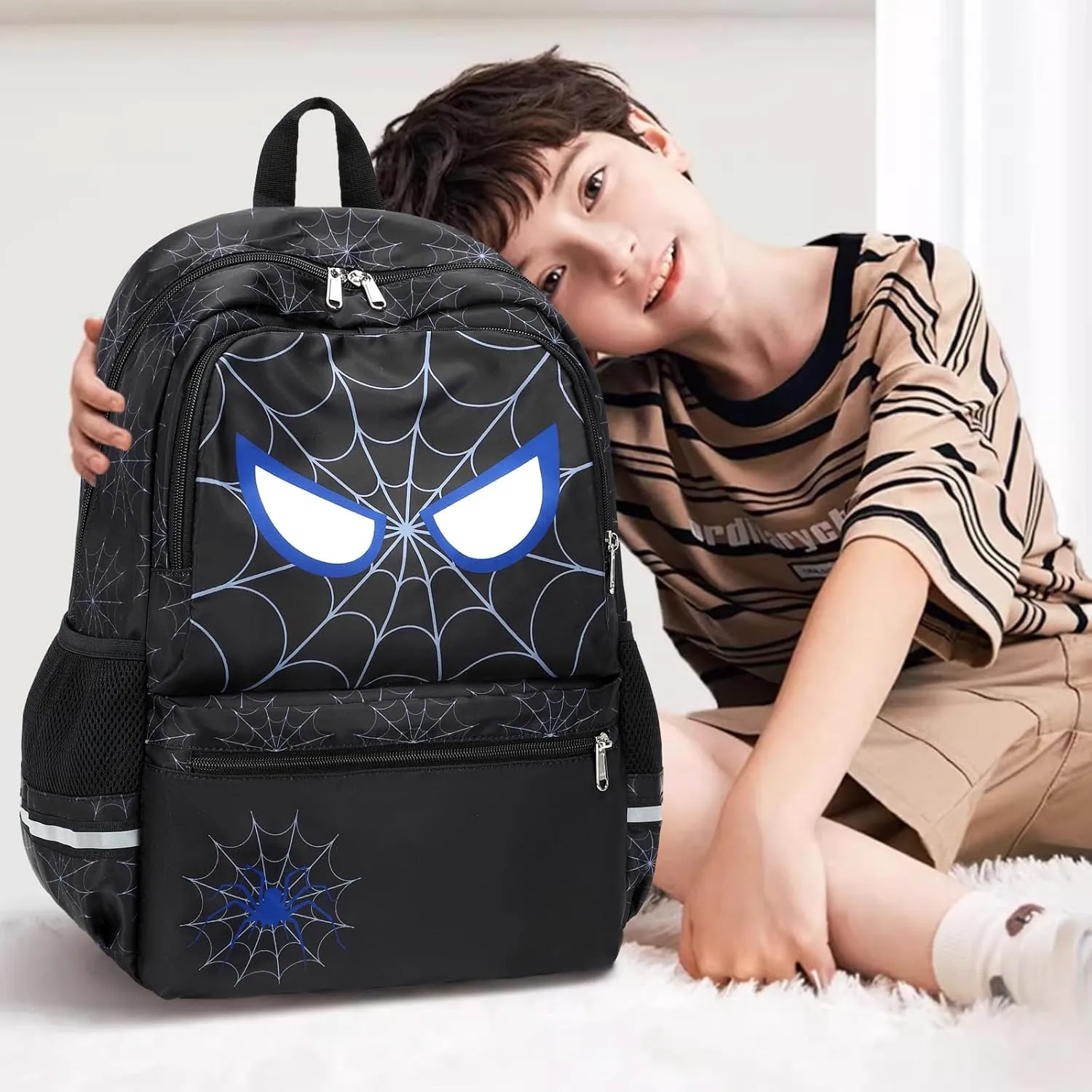 DSIUE Backpack for School Boys Backpacks for Kids Spider Bookbag for Elementary School Bags Lightweight Travel Back Pack (Spider)