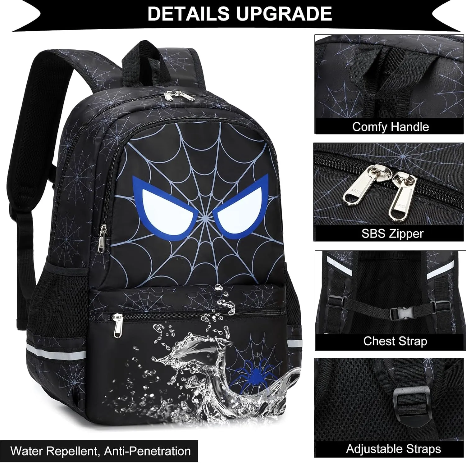 DSIUE Backpack for School Boys Backpacks for Kids Spider Bookbag for Elementary School Bags Lightweight Travel Back Pack (Spider)