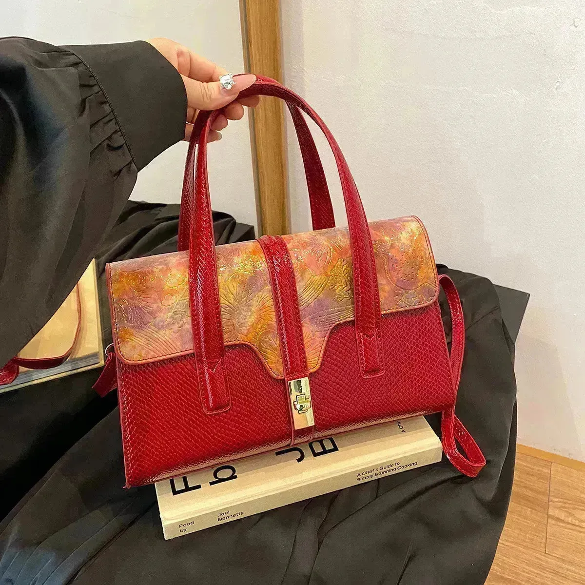 Dual Design Leatherette Handbag
