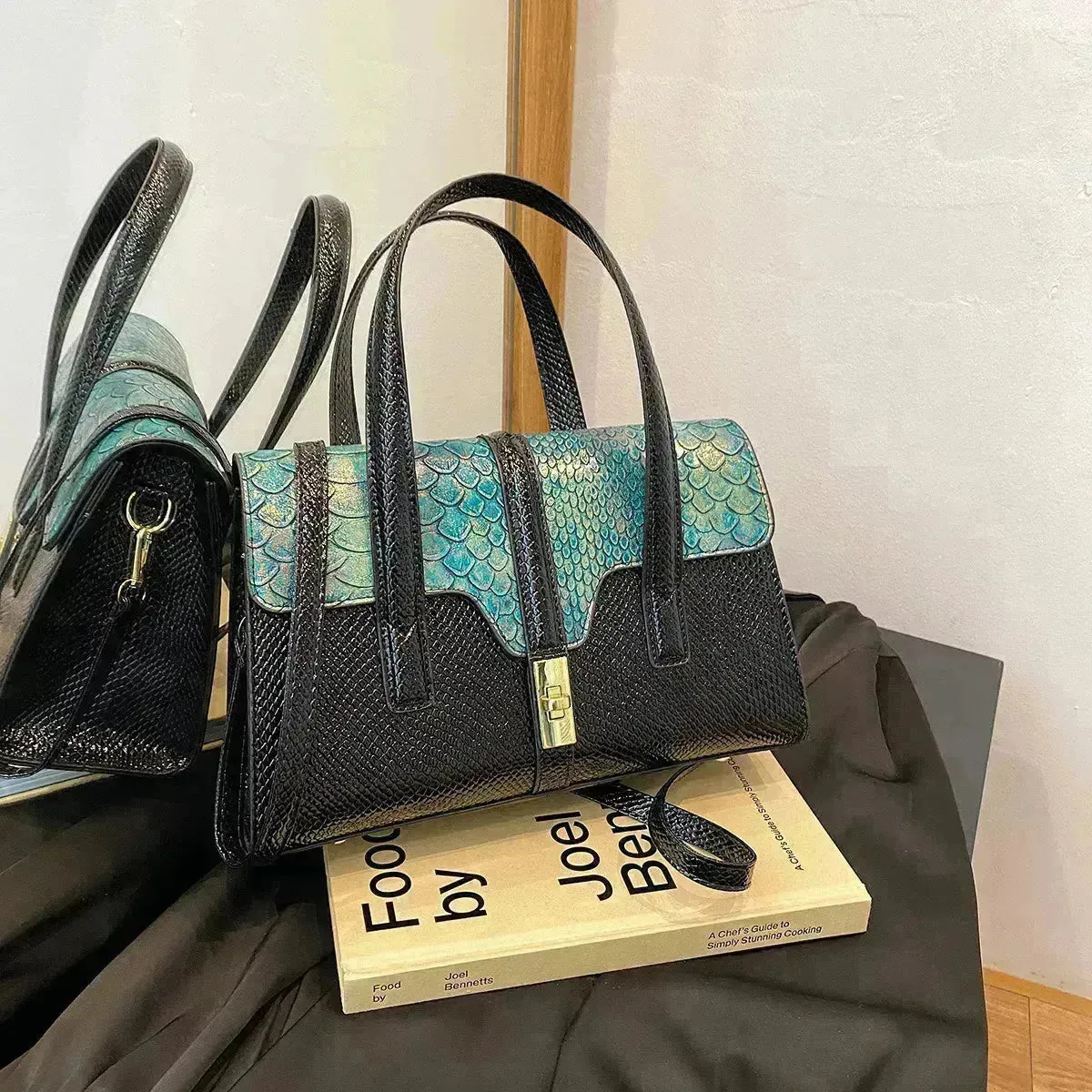 Dual Design Leatherette Handbag