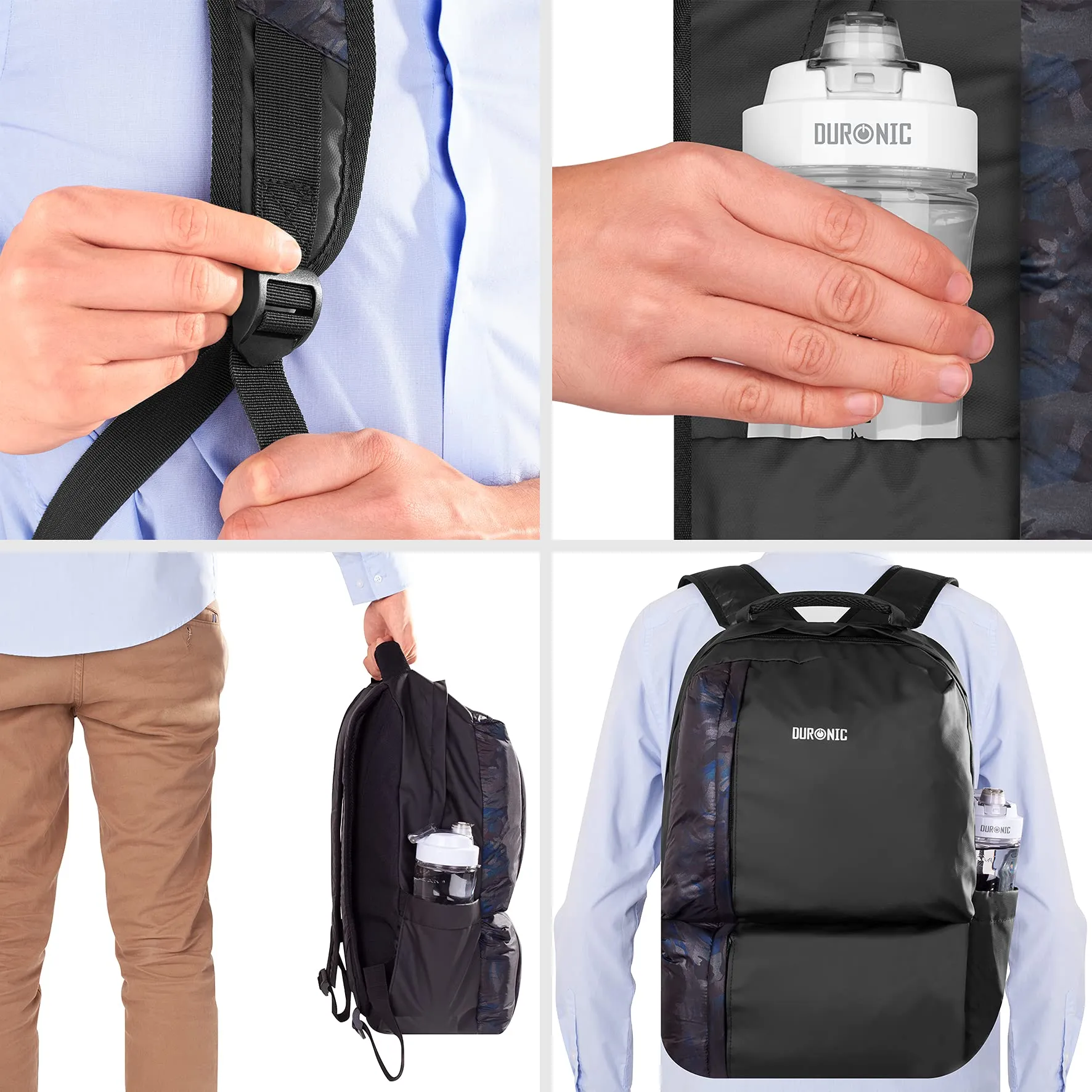 Duronic Travel Laptop Backpack, Cabin Bag, Lightweight Laptop Bag 15.6” School Rucksack, Backpack for Computer, business, school, Children, Ladies, Gym, Water Resistant, Gift for Women for men LB24