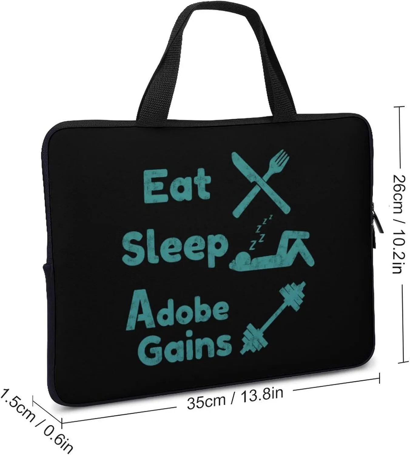 Eat Sleep Gains Repeat Laptop Sleeve Portable Waterproof Computer Bag Pouch Handbag Protective Sleeve