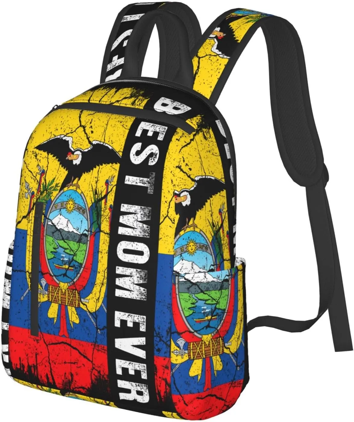 Ecuadorian Ecuador Flag Best Mom Ever Casual Backpacks Large Capacity Laptop Backpack Sports Fitness Rucksack Travel Carry-On Daypack Work Bag for Outdoor Camping