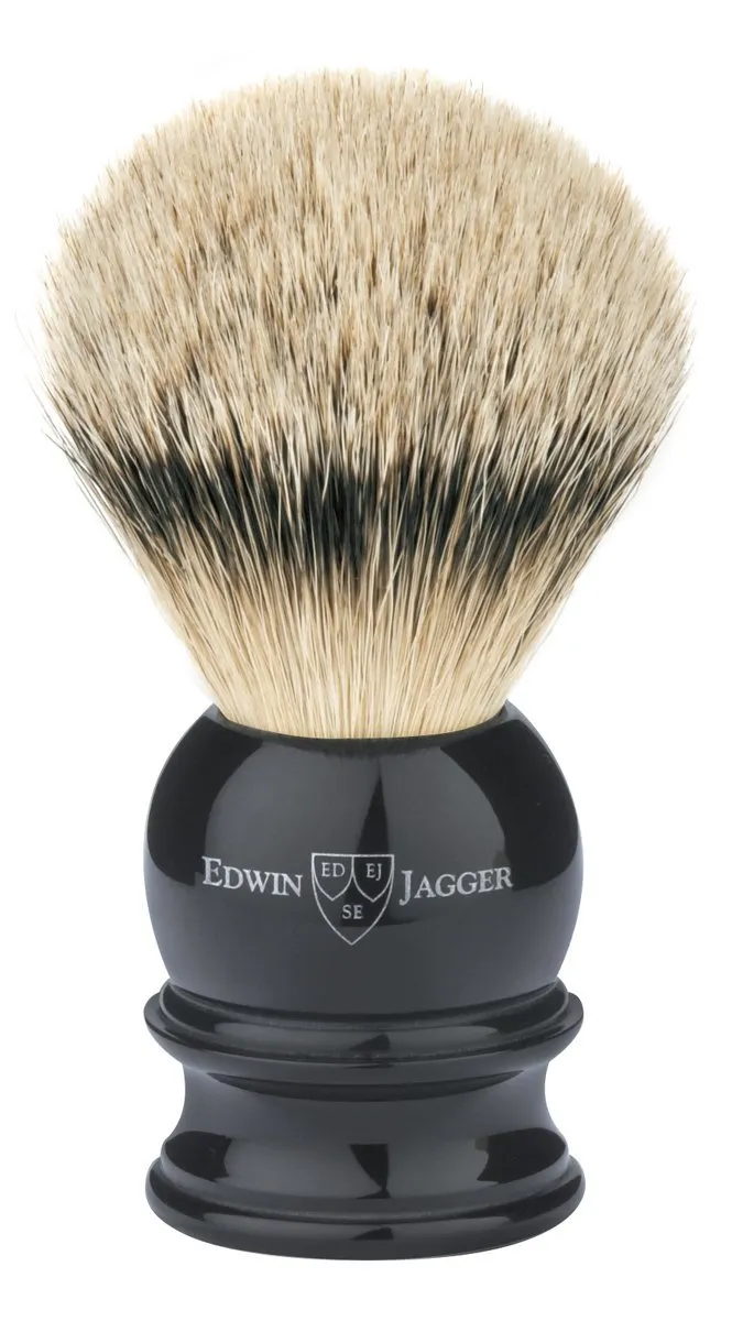 Edwin Jagger Large Silver Tip Badger Hair Shaving Brush With Drip Stand