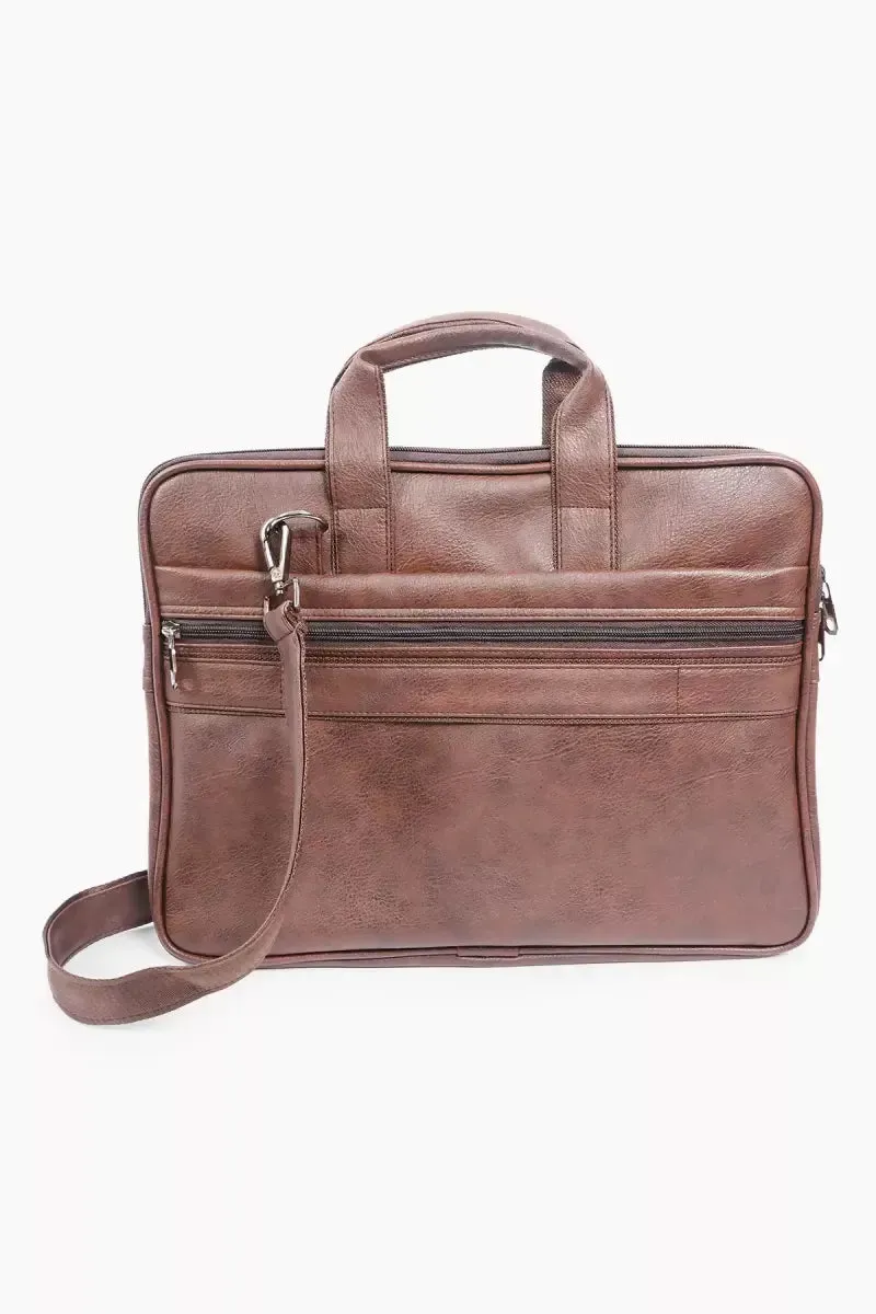 Elite Leatherette Laptop Bag for Men( Brown )