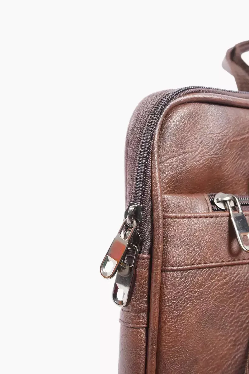 Elite Leatherette Laptop Bag for Men( Brown )