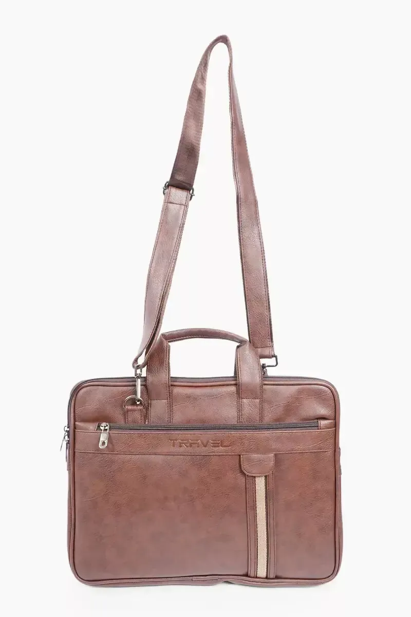 Elite Leatherette Laptop Bag for Men( Brown )