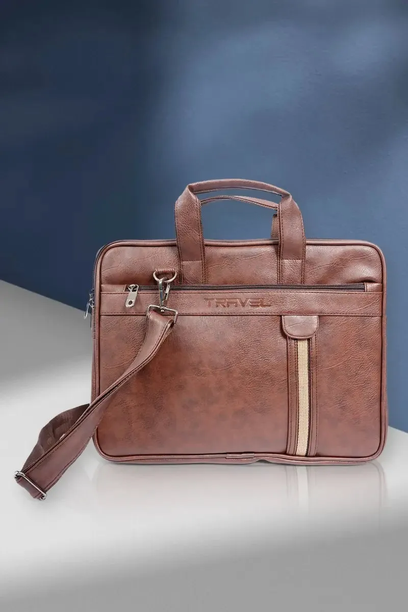 Elite Leatherette Laptop Bag for Men( Brown )