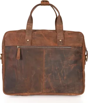 ELIZO Leather Briefcase 16 Inch Laptop Messenger Bag, Travel Computer Bag For Men & Women (Saddle)
