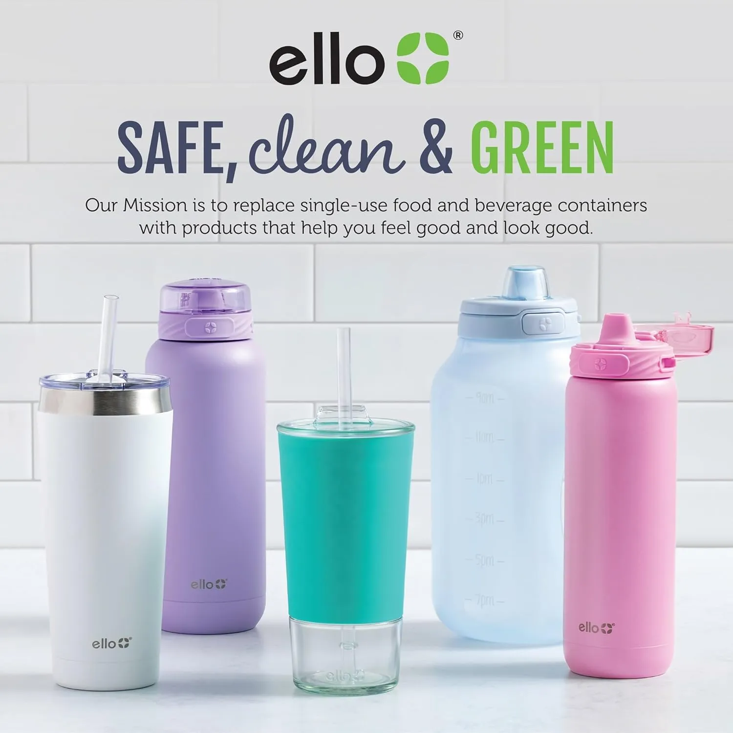 Ello Cooper 22oz Stainless Steel Water Bottle Vacuum Insulated with Straw and Carry Handle, Leak Proof Locking Lid with Soft Silicone Spout, Fits Car Cupholder, Dishwasher Safe, Acorn Squash