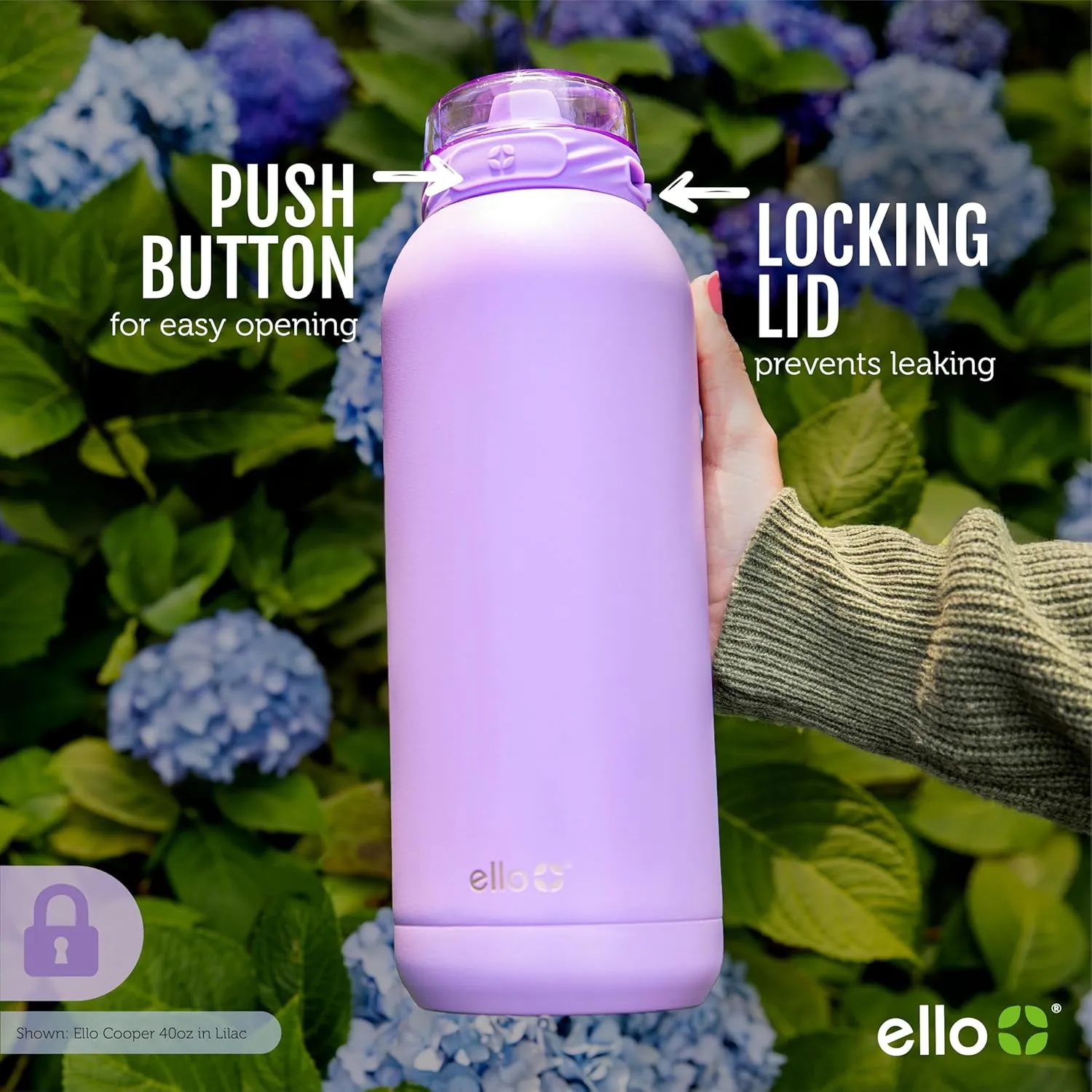 Ello Cooper 22oz Stainless Steel Water Bottle Vacuum Insulated with Straw and Carry Handle, Leak Proof Locking Lid with Soft Silicone Spout, Fits Car Cupholder, Dishwasher Safe, Acorn Squash