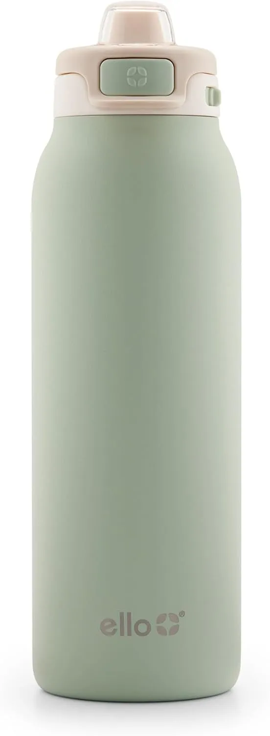 Ello Pop & Fill Stainless Steel Water Bottle with Quick Fill Technology, Double Walled Vacuum Insulated Metal, Leak Proof Locking Lid, Sip & Chug, BPA Free, Holiday Gift for Him Her, 22oz, 32oz, 40oz
