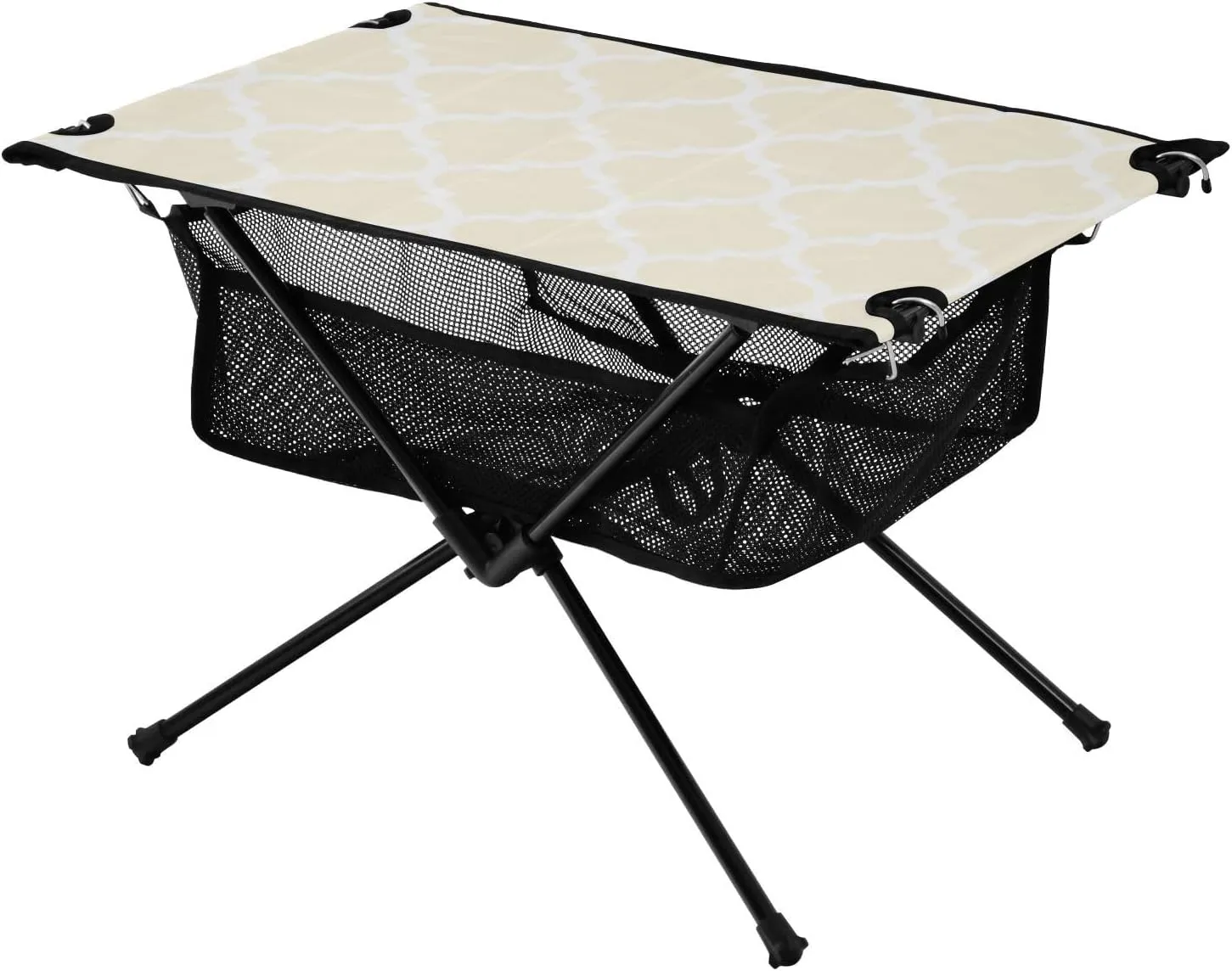 Emelivor Beige Geometric Morocco Folding Camping Table Portable Beach Table with Carry Bag Small Craft Table for Camping Picnic Garden Fishing Hiking